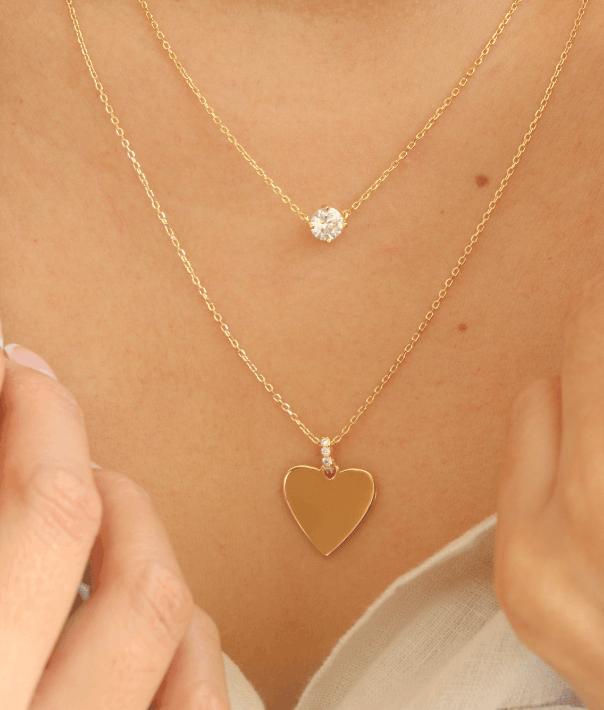 collar corazon plata